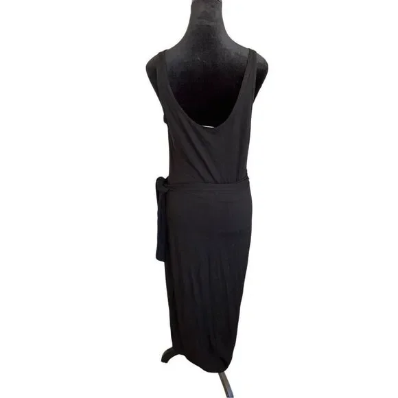 Reformation Kaila Knit Dress Black Jersey Tank Faux Wrap Women's S